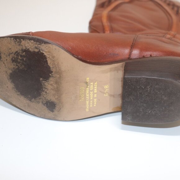 Vintage Gianni Leather Brown Woven Cowboy Boots Size 6 Half B - Picture 7 of 16